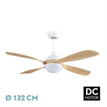 Ventilador de Techo DC Livorno 30W Blanco/Haya con 4 Aspas