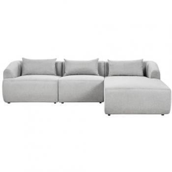 Sofá Esquinero Minimalista Moderno Izquierdo 3 Plazas Tapizado en Tela Gris con Cojines Adicionales Svansele