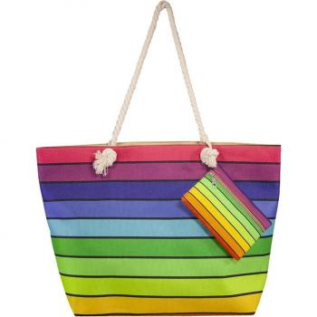 Bolso de playa estampado con monedero y asas largas estilo cuerda náutica