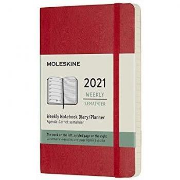 Agenda Semanal Pocket 2021 Tapa Blanda Rojo Escarlata