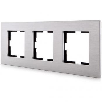 Marco Panasonic Novella 3 Elementos Horizontal-Vertical, Aluminio Eloxal Plata (Compatible Mecanismo Karre)