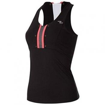 Naffta Tenis Padel - Camiseta asas para mujer, color negro / coral medio, talla L
