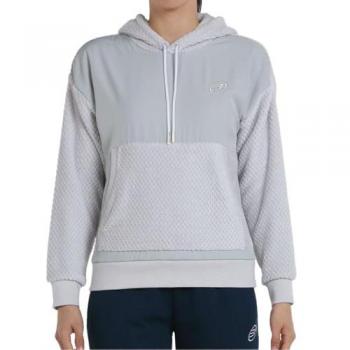Sudadera Bullpadel Neda con capucha, color gris perla, material suave y cómodo, diseño moderno, ideal para deporte y uso casual