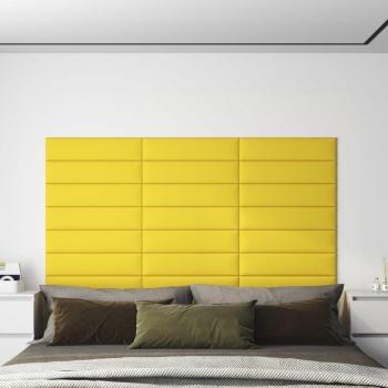 Paneles de pared 12 uds tela amarillo claro y oscuro 60x15 cm 1,08 m²