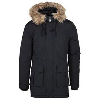 Schott Chaqueta Acolchada Negra con Capucha de Piel sintética