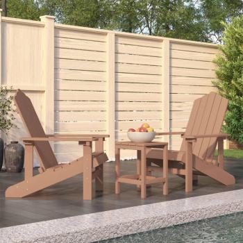 vidaXL Garden Adirondack Chairs with Table HDPE Brown