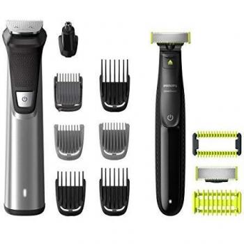 Multigroom Philips Serie 9000 13 en 1 con OneBlade - Recortadora Precisa y Lavable en Negro