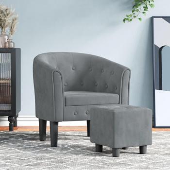 Sillón cabriolet con reposapiés de terciopelo gris oscuro Vidaxl