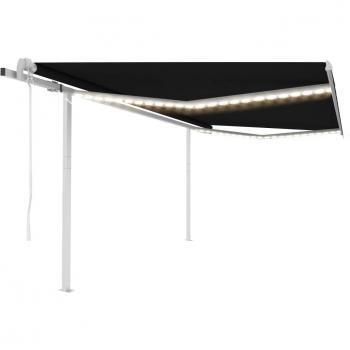 Toldo automático LED con sensor de viento gris antracita 4x3,5 m