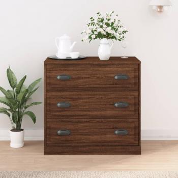 Aparador de madera contrachapada 70x35,5x67,5 cm con acabado en roble marrón, mueble de almacenaje para salón, armarios con puertas y un cajón de madera, diseño moderno como