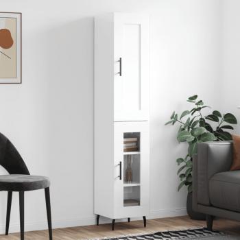 Aparador alto de madera multicapa blanco pulido 34,5x34x180 cm