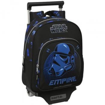 Mochila Escolar con Carro Safta 524+705 Star Wars 'Digital Escape' - Sistema de Sujeción, Bolsillo Lateral Portabotellas, Asa de Mano Superior, 27x33