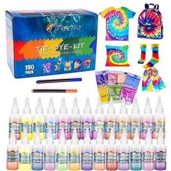 Tie Dye Kit, Flyqiuty Textiles de Tela 26 piezas Colores Pinturas Ropa Tinte Graffiti para Proyectos de Bricolaje y Actividades de Fiesta