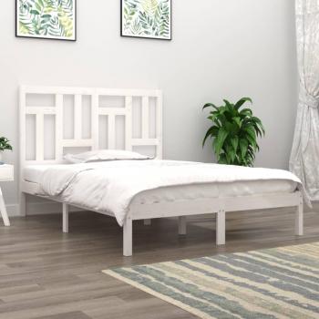 Estructura de cama doble pequeña de madera maciza blanca 120x190 cm
