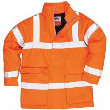 Chaqueta Lluvia Ignífuga Antiestática de Alta Visibilidad BizFlame Naranja XL