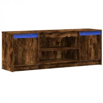 Mueble de TV LED madera ingeniería roble ahumado 139,5x34x50 cm