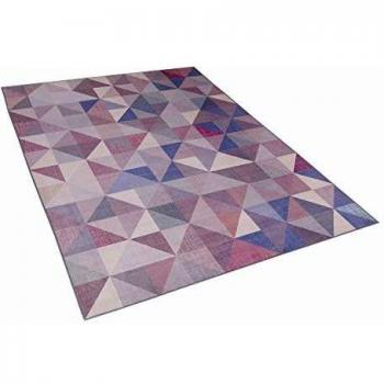 Alfombra moderna azul y gris 160 x 230 cm con patrón geométrico corta pelo