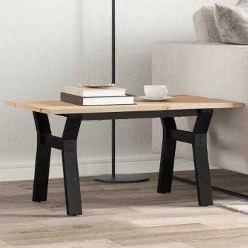 Mesa de centro vidaXL marco y madera maciza de pino con estructura de hierro, dimensiones 80x50x40 cm, color marrón, ideal para salón o comedor