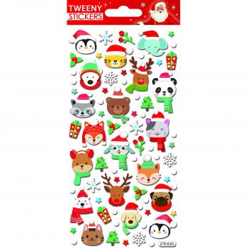 Pegatinas Tweeny Foamy Navidad Cara Animales Global Gift Blanco