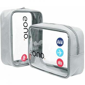 Eono essentials neceser transparente unisex para organizar los articulos de aseo en el equipaje de mano gris dos paquetes