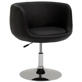 Taburete de Bar Nolan Negro - Altura Regulable, 360° Rotación, Simili Cuero con Respaldo y Reposabrazos