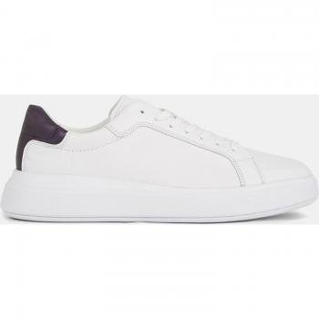Calvin Klein Sleek White Contrast Lace-Up Sneakers - EU44/US11, Male, Size: 11 US, Polyester Sneaker with Laces and Logo Detail