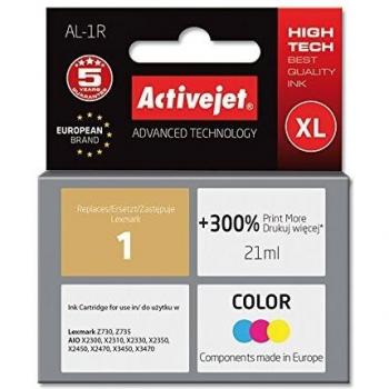 Tinta Premium Recargable Activejet AL-1R para Lexmark No. 1 Color, 21 ml