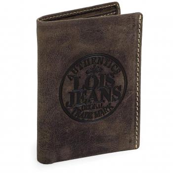 Lois - 12318 Cartera Billetero Tarjetero Hombre de Piel. Vertical. Porta Monedas Interior con Cremallera. 6 Compartimentos para Tarjetas. 2 para Billetes, Color Marron Oscuro