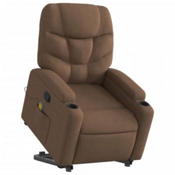 Silla de masaje reclinable de pie vidaXL, tela marrón, respaldo ajustable, reposabrazos, sillón de relax para descanso