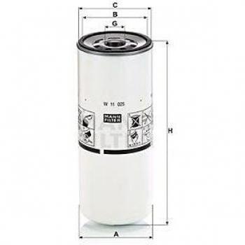Filtro de aceite MANN-FILTER W 11 025, enroscable, tipo 1 1/8 16 UN 2B, compatible con RENAULT TRUCKS: Premium 2, Kerax, Magnum y VOL