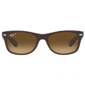 Ray-Ban RB2132 New Wayfarer Polarized Sunglasses, Brown/Brown, Size 52