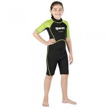 Traje neopreno corto Mares Aquazone Junior Manta 2.2 mm manga corta negro verde infantil