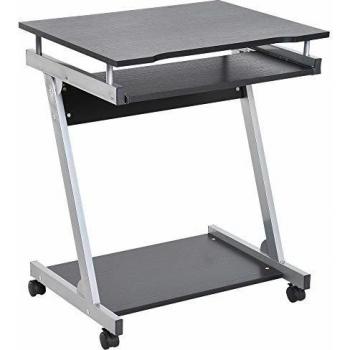HOMCOM Mesa de Ordenador Escritorio de Computadora para Hogar Oficina en Forma Z Mesa Compacta con Ruedas 60x48x73cm Color Negro