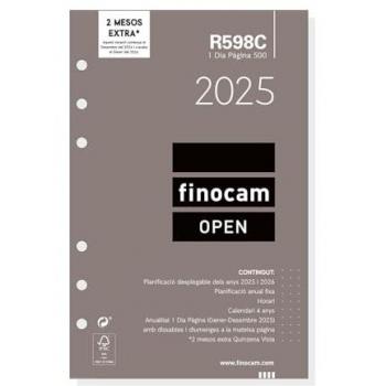 Recambio Anual Open 2025 1 Día Página Finocam Catalán 500-117x181 mm Enero 2025 - Diciembre 2025 (12 meses)