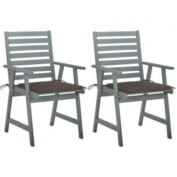 Sillas de comedor jardín 2 uds madera maciza de acacia con cojines