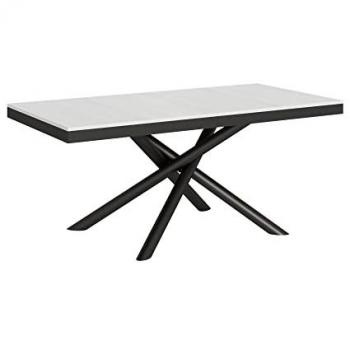 Mesa extensible Famas Evolution 90x180/284 cm, estructura en blanco y fresno antracita