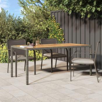 vidaXL Garden Table 190x90x75 cm Poly Rattan and Acacia Wood Grey
