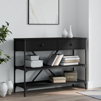 Consola de mesa con cajones y estantes negro madera multicapa Vidaxl - Mesa consola con cajones y estantes madera de ingeniería negro