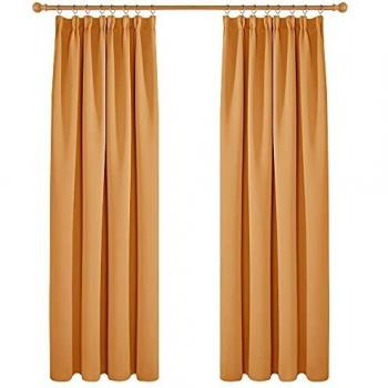 Deconovo Cortinas Salón Opacas Modernas Térmicas Aislante Decorativas Fruncidas 2 Piezas 140x220cm Naranja