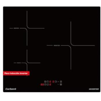 Placa de Inducción Corberó CCIM3362 - 60cm, 3 Zonas, 6200W, Zona Gigante 29cm, Control Táctil, Booster, Tecnología Inverter, Cristal Negro
