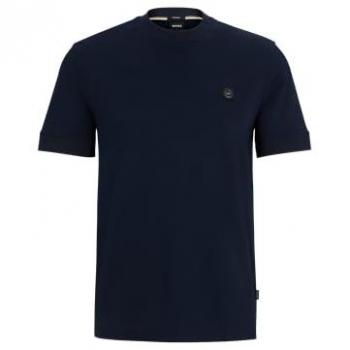 BOSS Men's Regular Fit T-Shirt C-Taut 01 with Logo Patch - Dark Blue