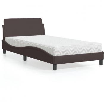 Cama con colchón marrón oscuro 100x200 cm en tela Vidaxl