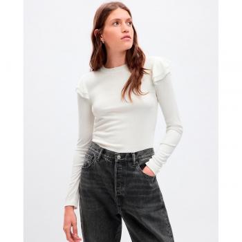 Camiseta de mujer de manga larga con volante Gap