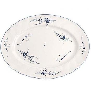 Villeroy & Boch Vieux Luxembourg Fuente Ovalada, 43 cm, Porcelana Premium, Blanco/Azul