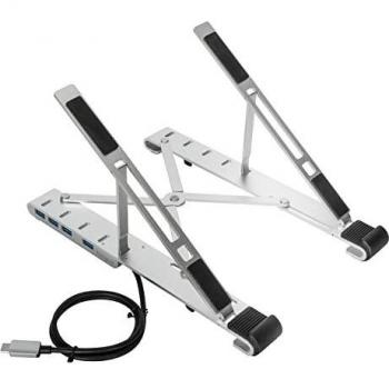 Targus AWU100205GL Soporte para Ordenador Portátil con Hub Integrado 4x USB, Color Plata, Compatible con 39,6 cm (15.6)