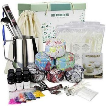 Yinuo Mirror Kit de Fabricación de Velas, DIY Velas Perfumadas, Hacer 6 Velas Grandes de Soja Perfumadas, Cera de Soja, Aromas Ricos, Tintes, Termómetro, Mechas, Jarra de Fusión, Latas Y más
