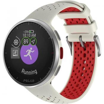 Polar Pacer Pro Smart Watch - Snow White, Red Accents, GPS, Heart Rate Monitor, Fitness Tracking, Lightweight Design, Long Battery Life