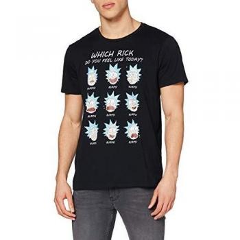 Rick and Morty T-Shirt Camiseta, Negro, L para Hombre