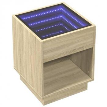 vidaXL Bedside Table with Infinity LED Sonoma Oak 40x40x50 cm