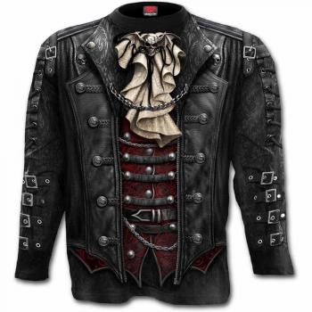 Spiral Heavy Metal Gothic Full Print Long Sleeve T-Shirt - Black 3XL